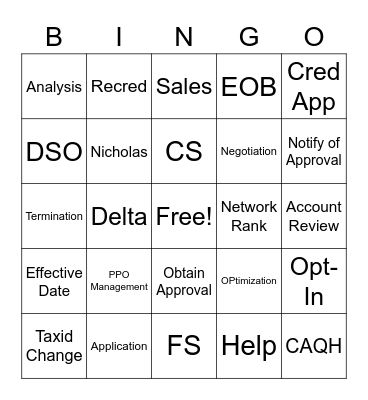 Five Lakes Bingo Card