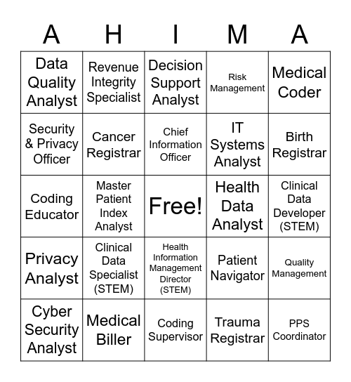 Health Information and Related Careers Bingo Card