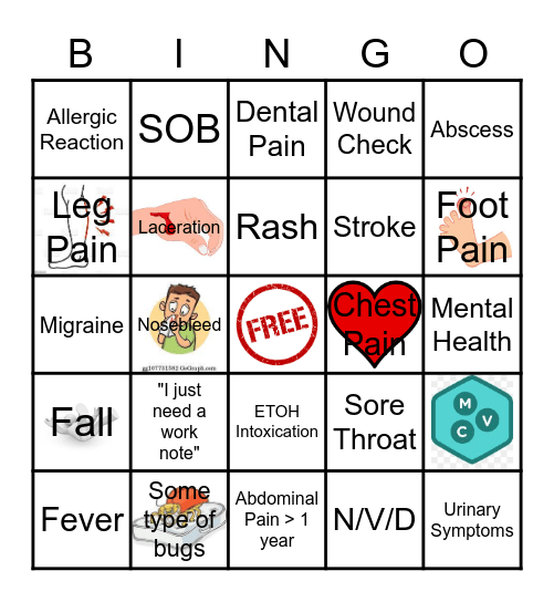 EMERGENCY ROOM Bingo Card