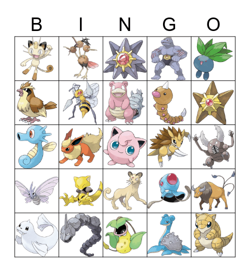 Pokemon Bingo (Kanto) Bingo Card