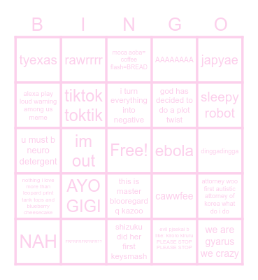 angie quotes Bingo Card