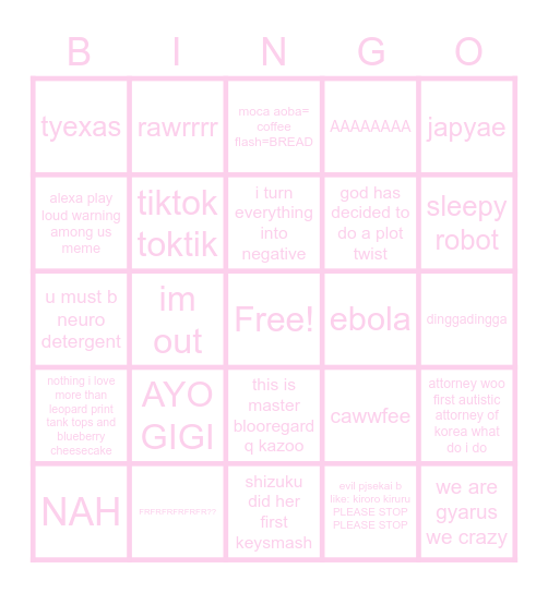 angie quotes Bingo Card