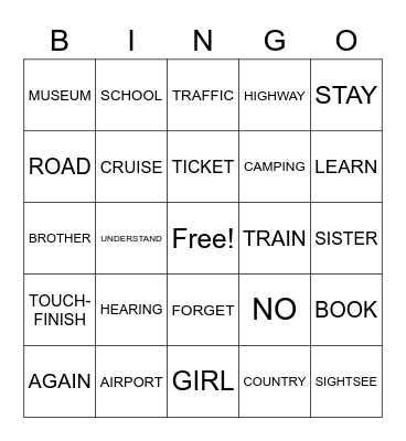 ASL 2 - Lesson 1.2.2 Bingo Card