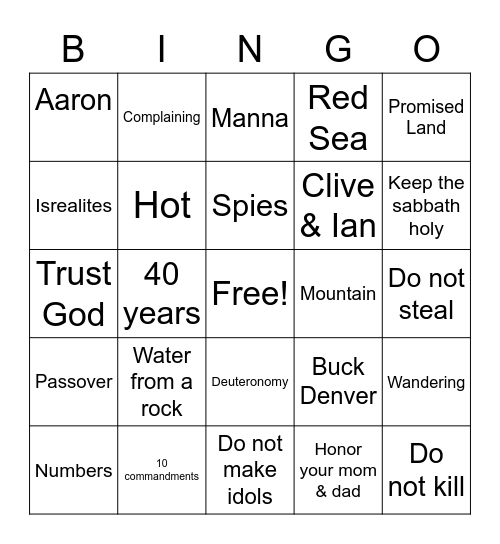 Old Testament BINGO Card