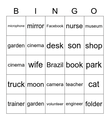 RELATIVE CLAUSE Bingo Card