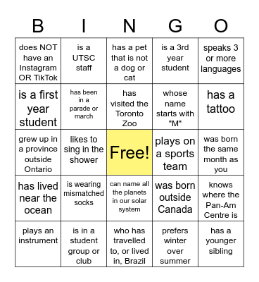 Connect with someone who... Bingo Card