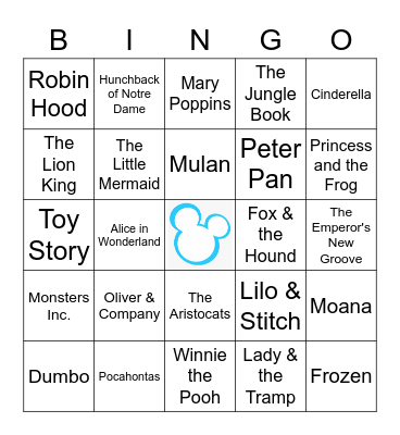 Disney Music Bingo! Bingo Card