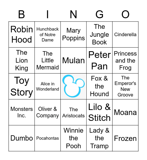 Disney Music Bingo! Bingo Card