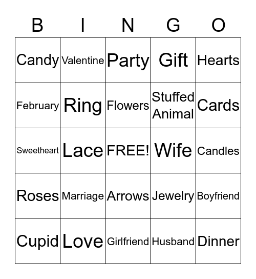 Valentine's Day Bingo Card