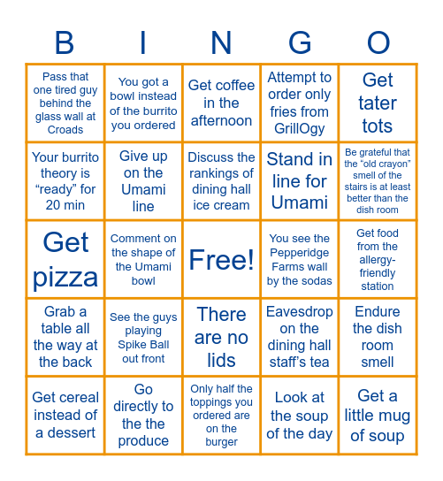 O Hill Bingo Card