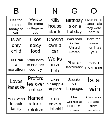 DGD Happy Hour Bingo Card
