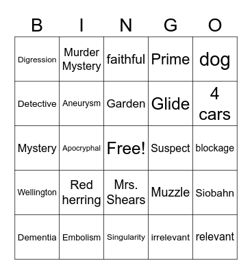 The Curious Incident of the Dog in the Nighttime Ch 1-2 Vocab Bingo Card
