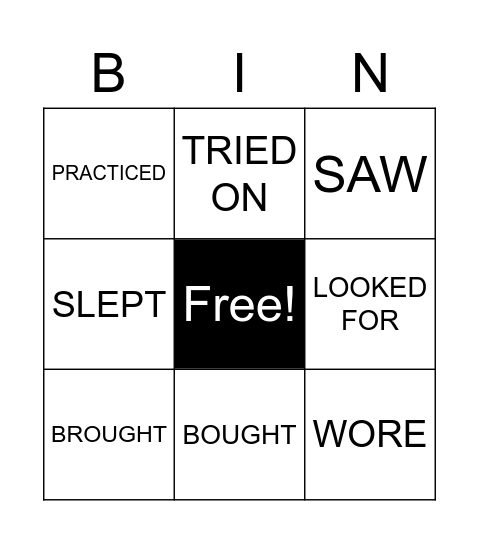 PAST FORMS Bingo Card