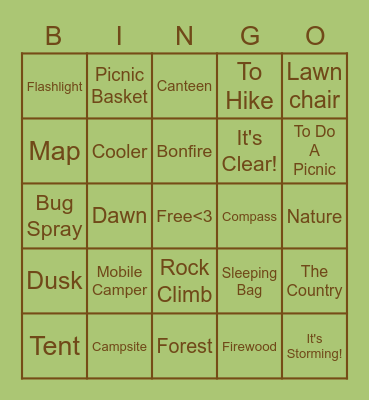 Let's Camp! Bingo Card