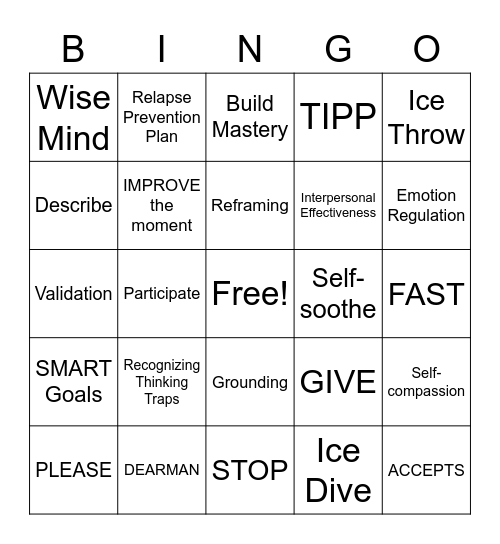 DBT BIngo Card