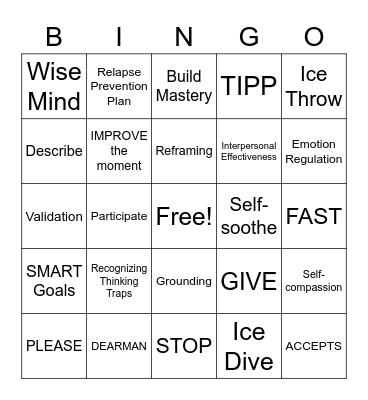 DBT BIngo Card