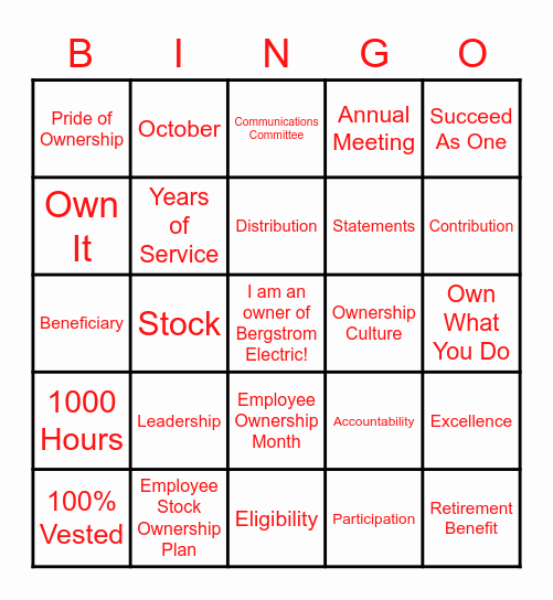 ESOP BINGO Card