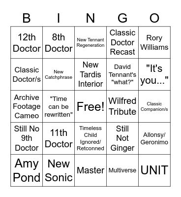 Doctor Who 60th Anniversary Bingo Card