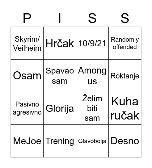 Mislav bingo Card