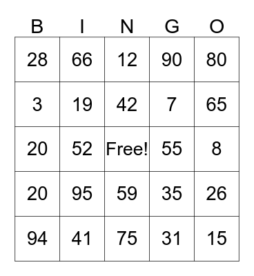 How much money? Bingo Card