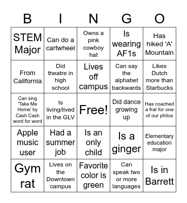 Big Little Mixer #1 Bingo Card