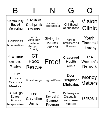 United Way Bingo Card