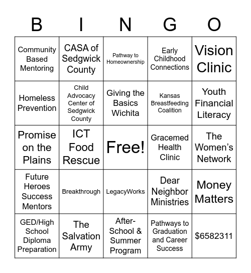 United Way Bingo Card