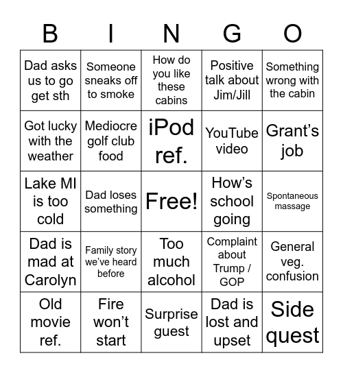 Up North™️ Bingo Card