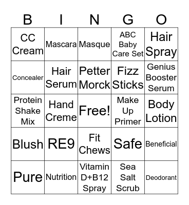 Arbonne Bingo Card