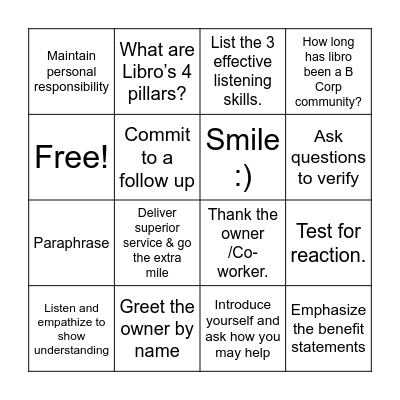 Moments Matter Bingo Card