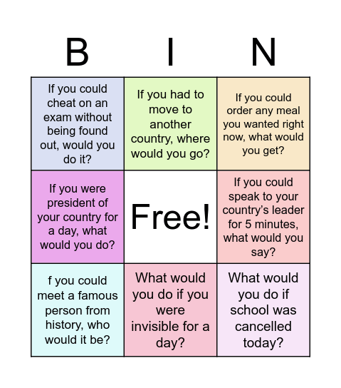 SECOND CONDITIONAL Bingo Card