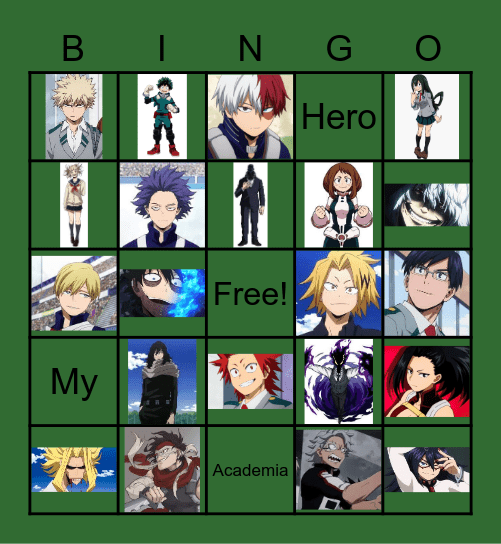 My Hero Academia Bingo Card