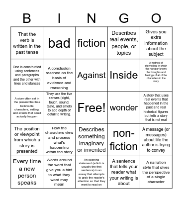 What Do You Already Know About English? Bingo Card