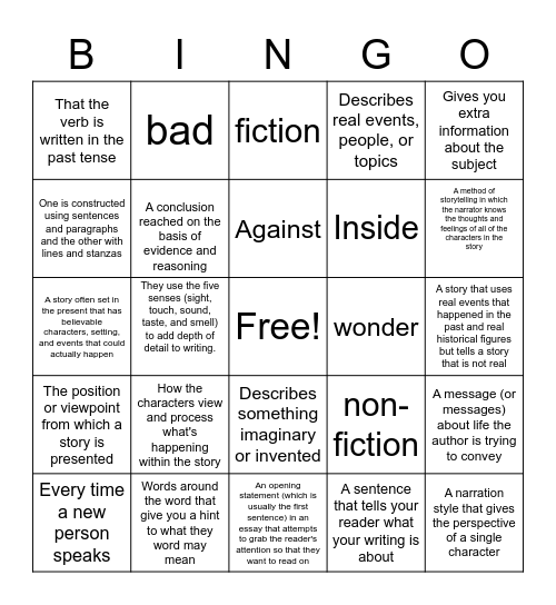 What Do You Already Know About English? Bingo Card