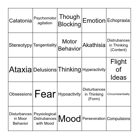 Occupational Therapy Mental Health 2 Bingo Card