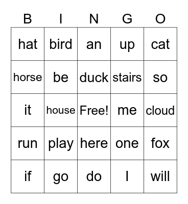 Sight Words 2nd Grade Bingo Card