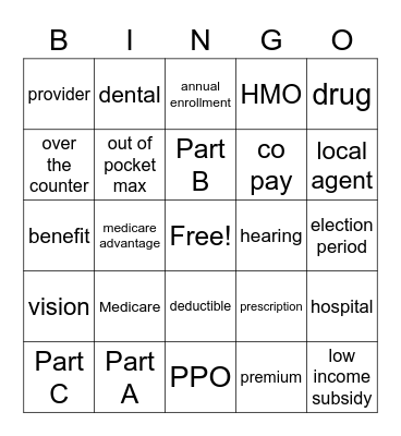 MEDICARE BINGO Card