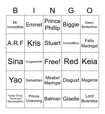 Beast vs Snow White Doritos Bingo Card