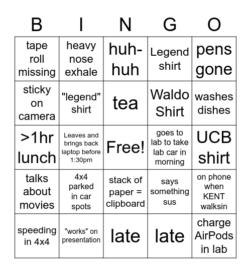 Thomas bingo Card