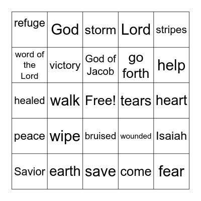 Isaiah Bingo Card