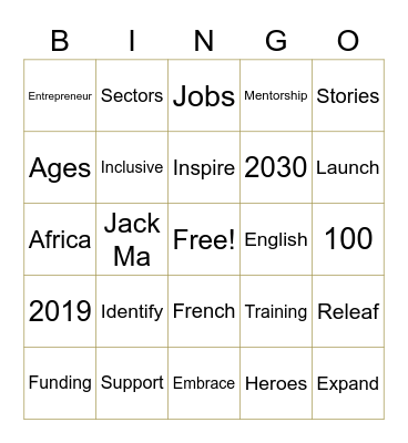 Africa's Business Heroes Bingo Card