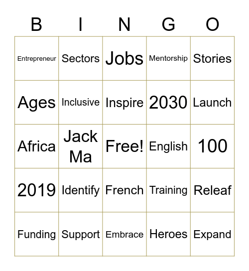 Africa's Business Heroes Bingo Card