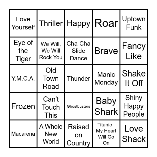 Song Bingo - Graham ES1 Bingo Card