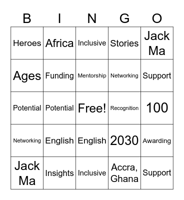 Africa's Business Heroes Bingo Card