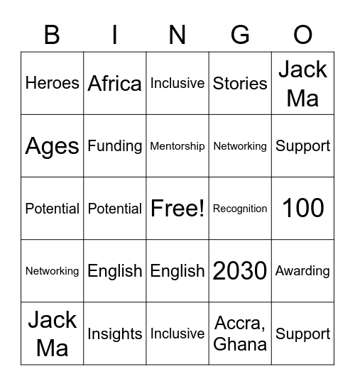 Africa's Business Heroes Bingo Card