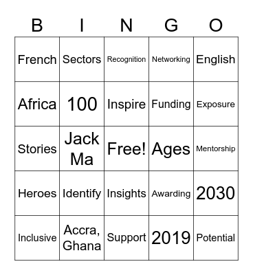 Africa's Business Heroes Bingo Card