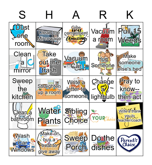 Seminary Sharks Service Bingo Card