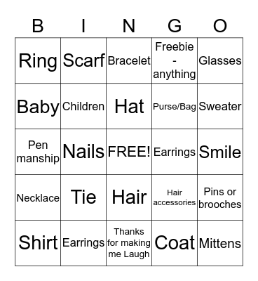 Compliment Day Bingo Card