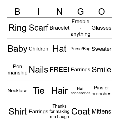 Compliment Day Bingo Card