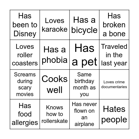 Find someone who... Bingo Card